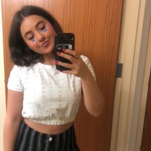 White Lacey flower crop top